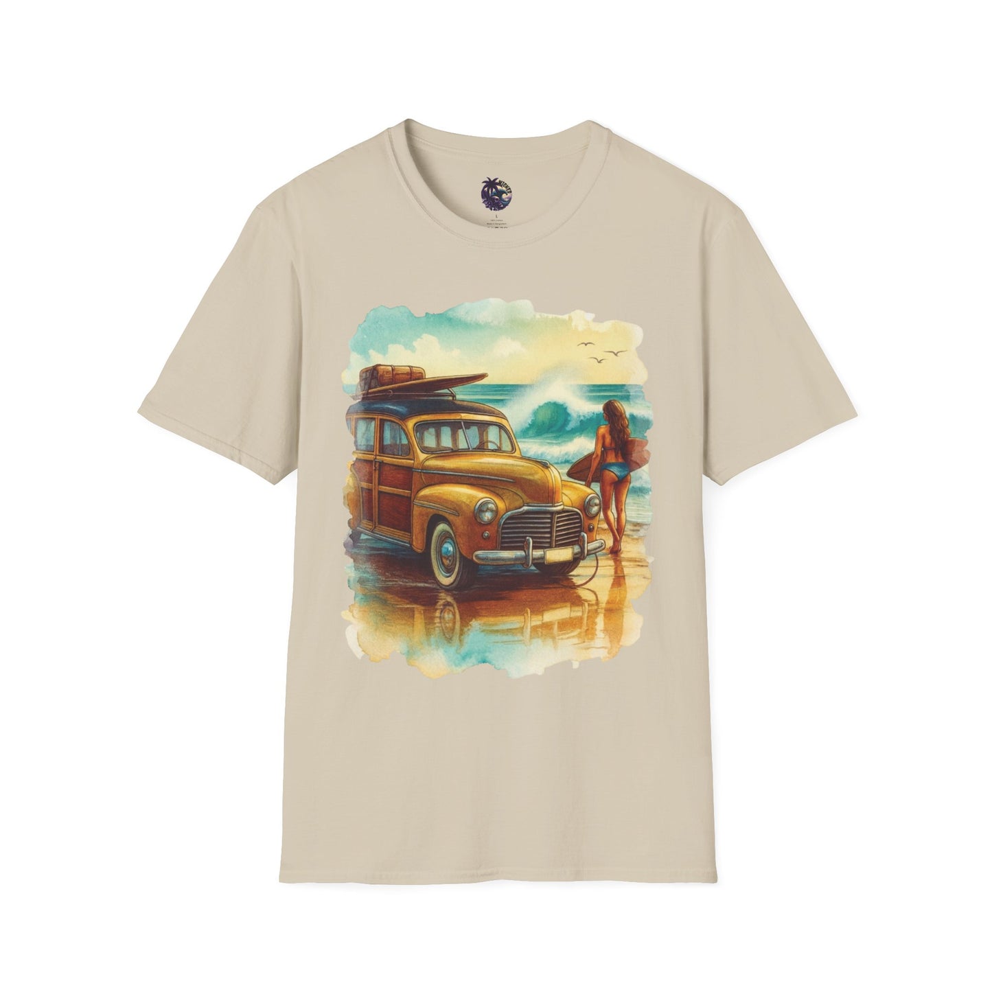 Surfer Girl & Woody Wagon Unisex T-Shirt