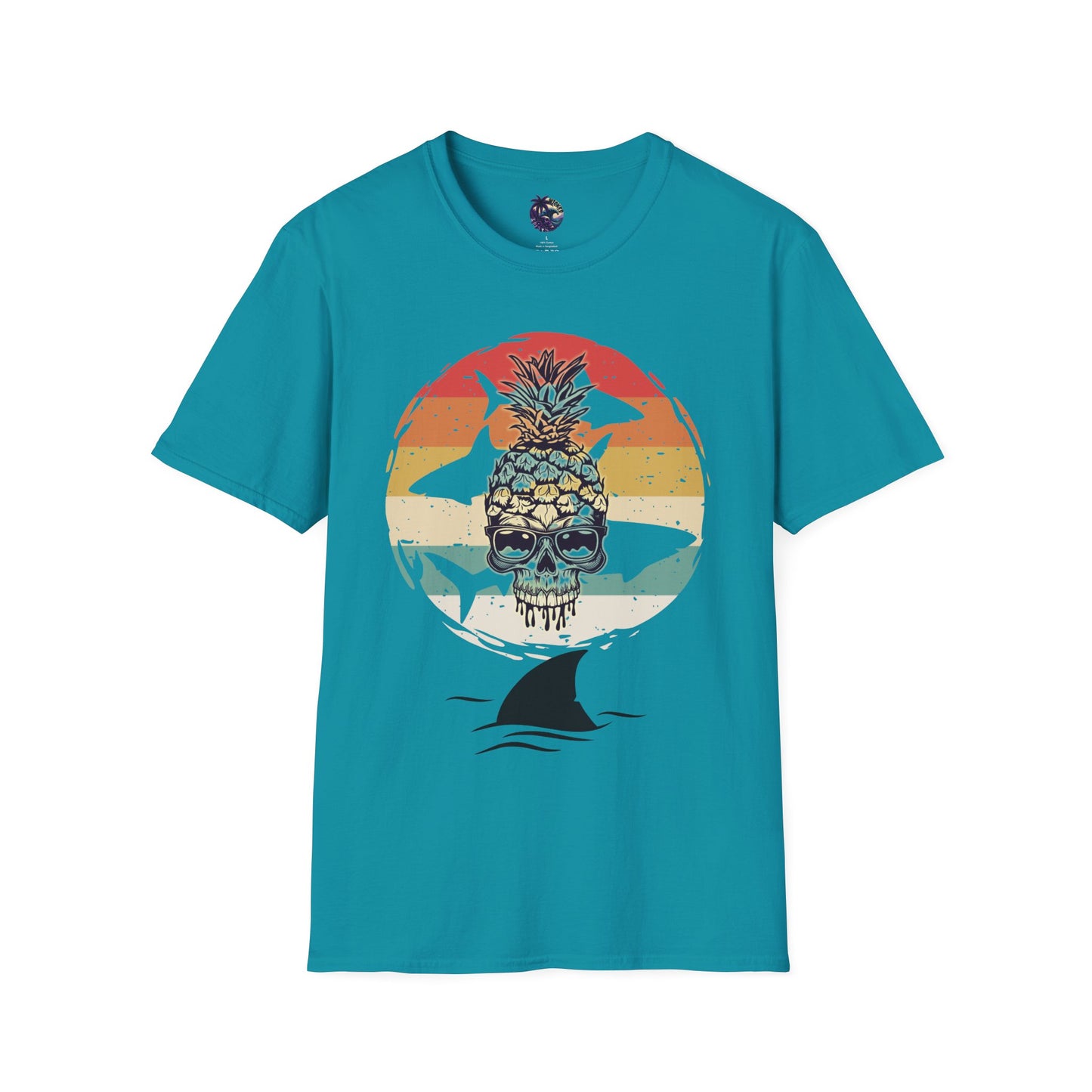Pineapple Skull Sunset Shark Fin Unisex T-Shirt