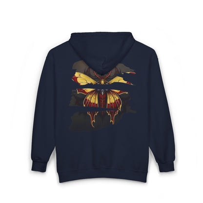 Moth - Red and Yellow Unisex Zip-Up Hoodie