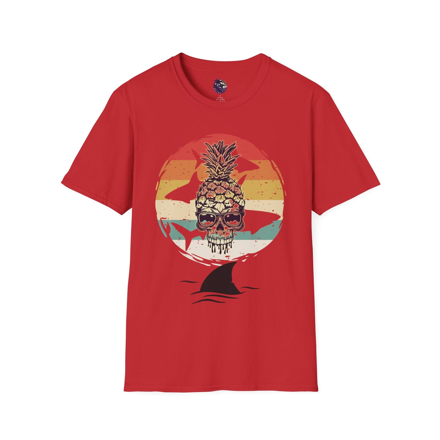 Pineapple Skull Sunset Shark Fin Unisex T-Shirt