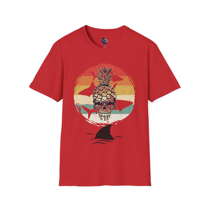 Pineapple Skull Sunset Shark Fin Unisex T-Shirt