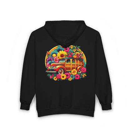 Retro Floral Woody Unisex Zip-Up Hoodie