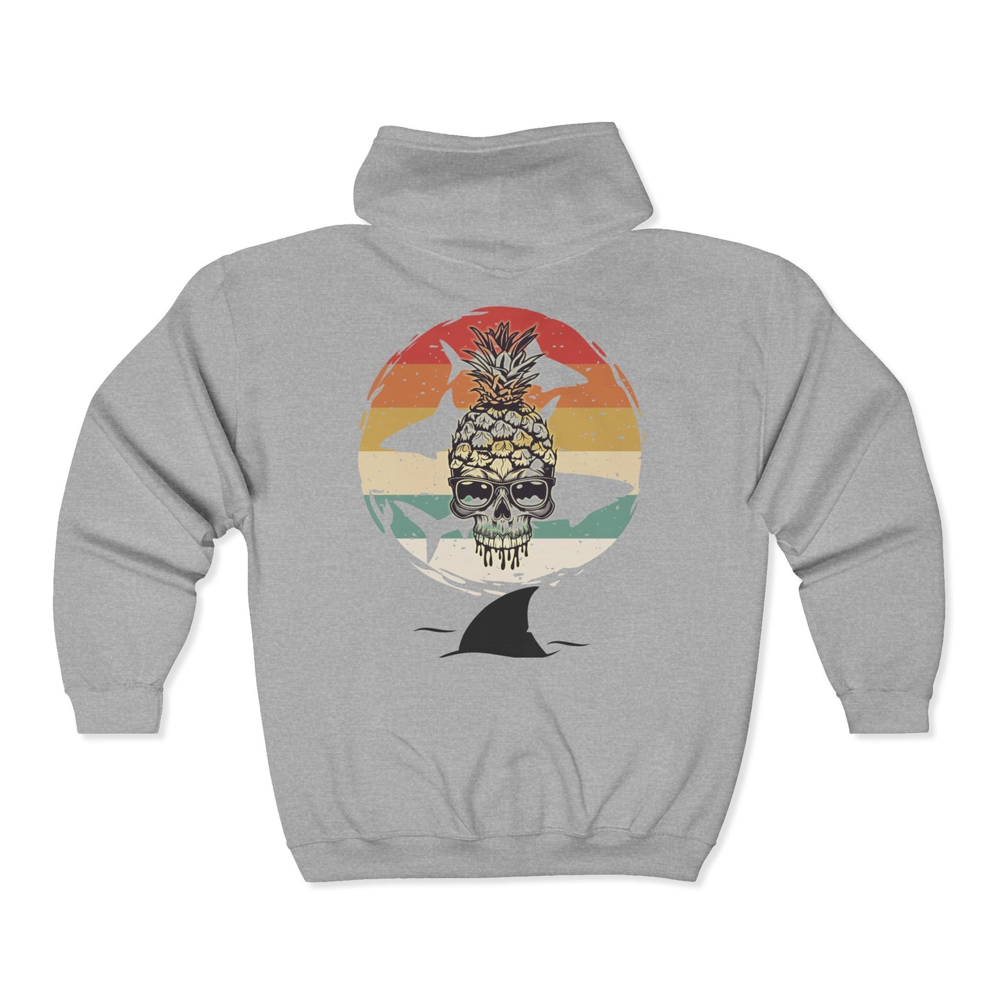 Pineapple Skull Sunset Shark Fin Unisex Zip-Up Hoodie