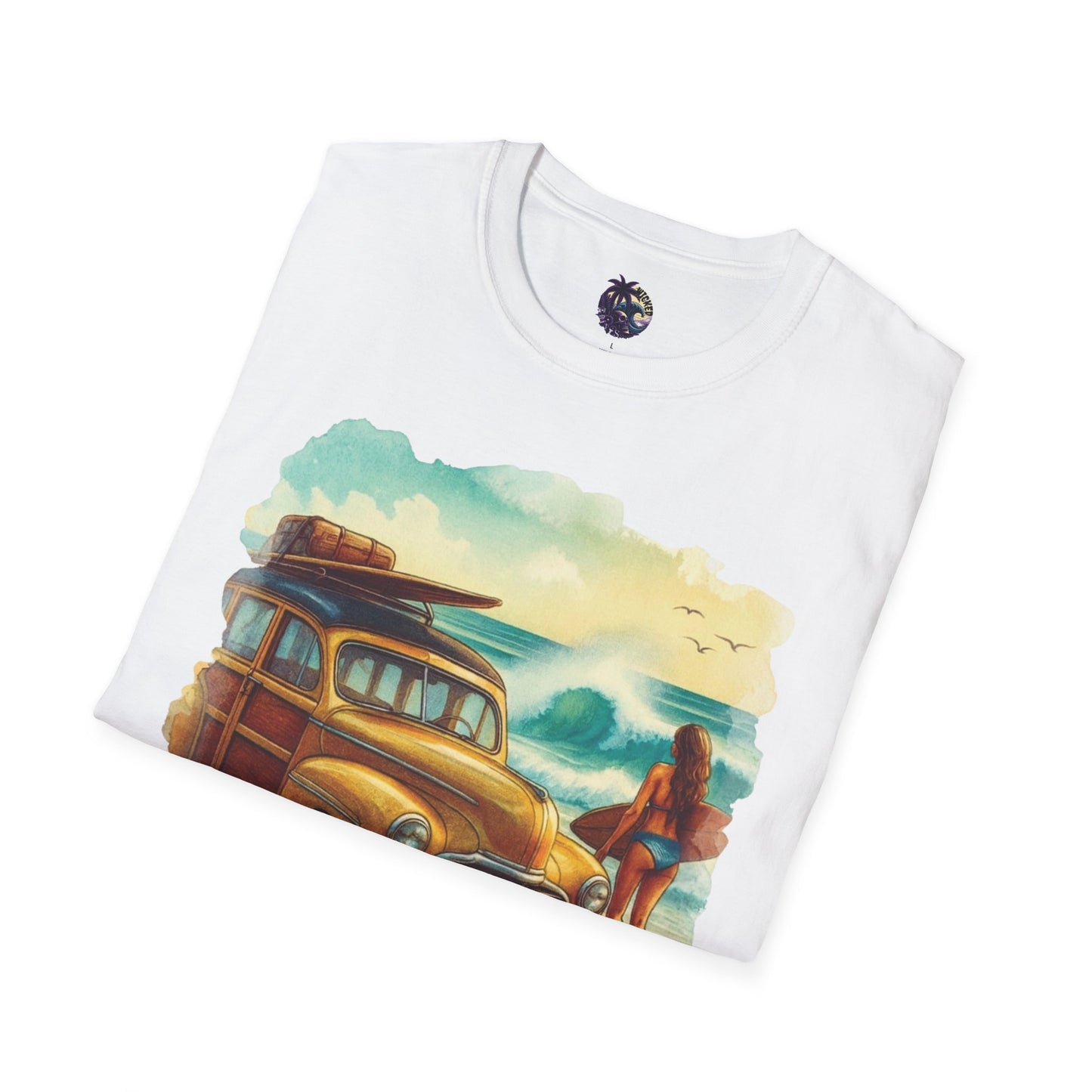 Surfer Girl & Woody Wagon Unisex T-Shirt