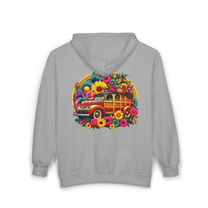 Retro Floral Woody Unisex Zip-Up Hoodie