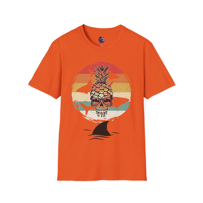 Pineapple Skull Sunset Shark Fin Unisex T-Shirt