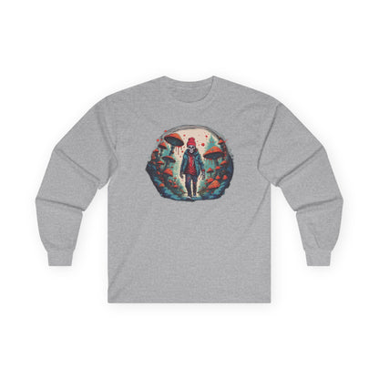 Skeleton Beanie in a Mushroom Forest Unisex Long Sleeve Shirt