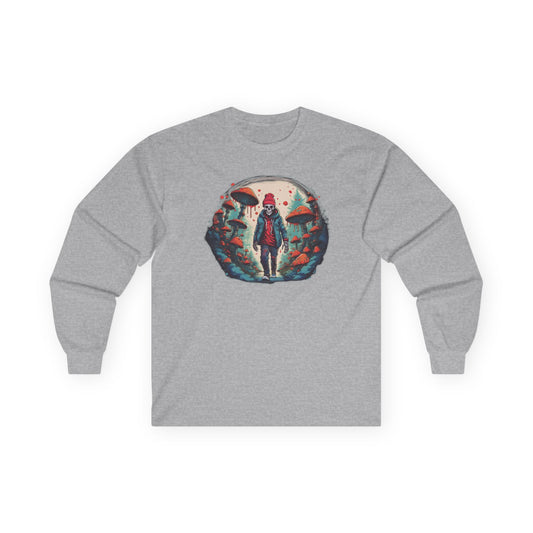 Skeleton Beanie in a Mushroom Forest Unisex Long Sleeve Shirt