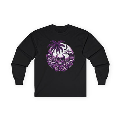 Purple Skull Waves Unisex Long Sleeve Shirt