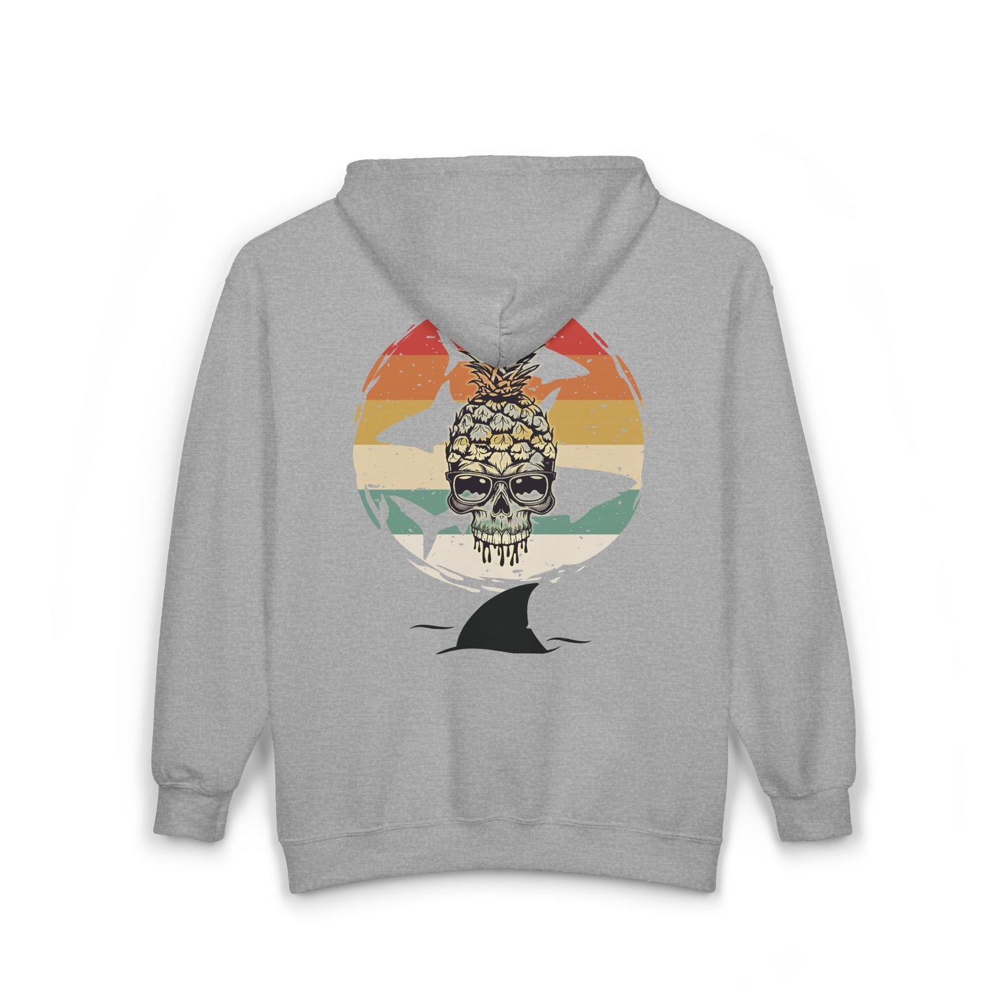 Pineapple Skull Sunset Shark Fin Unisex Zip-Up Hoodie