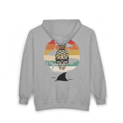 Pineapple Skull Sunset Shark Fin Unisex Zip-Up Hoodie