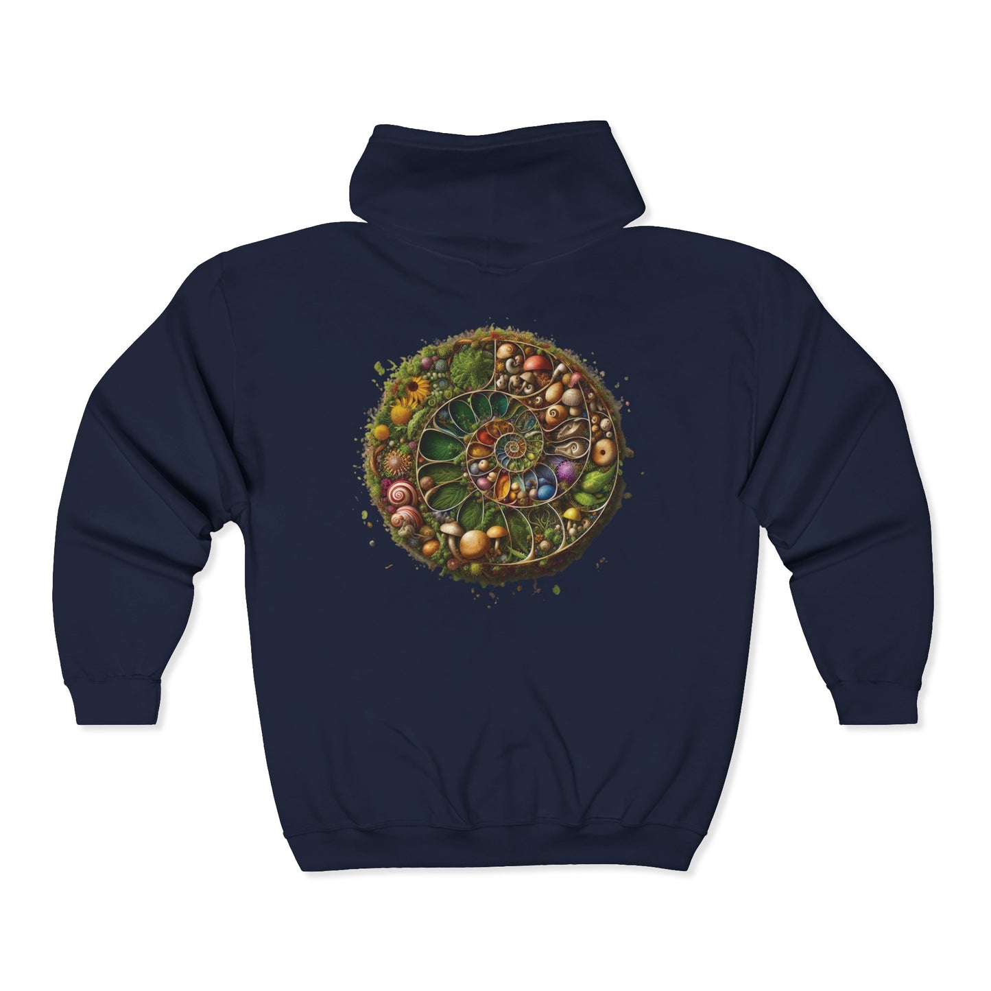 Floral Mushroom Spiral Unisex Zip-Up Hoodie