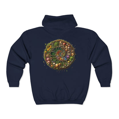 Floral Mushroom Spiral Unisex Zip-Up Hoodie