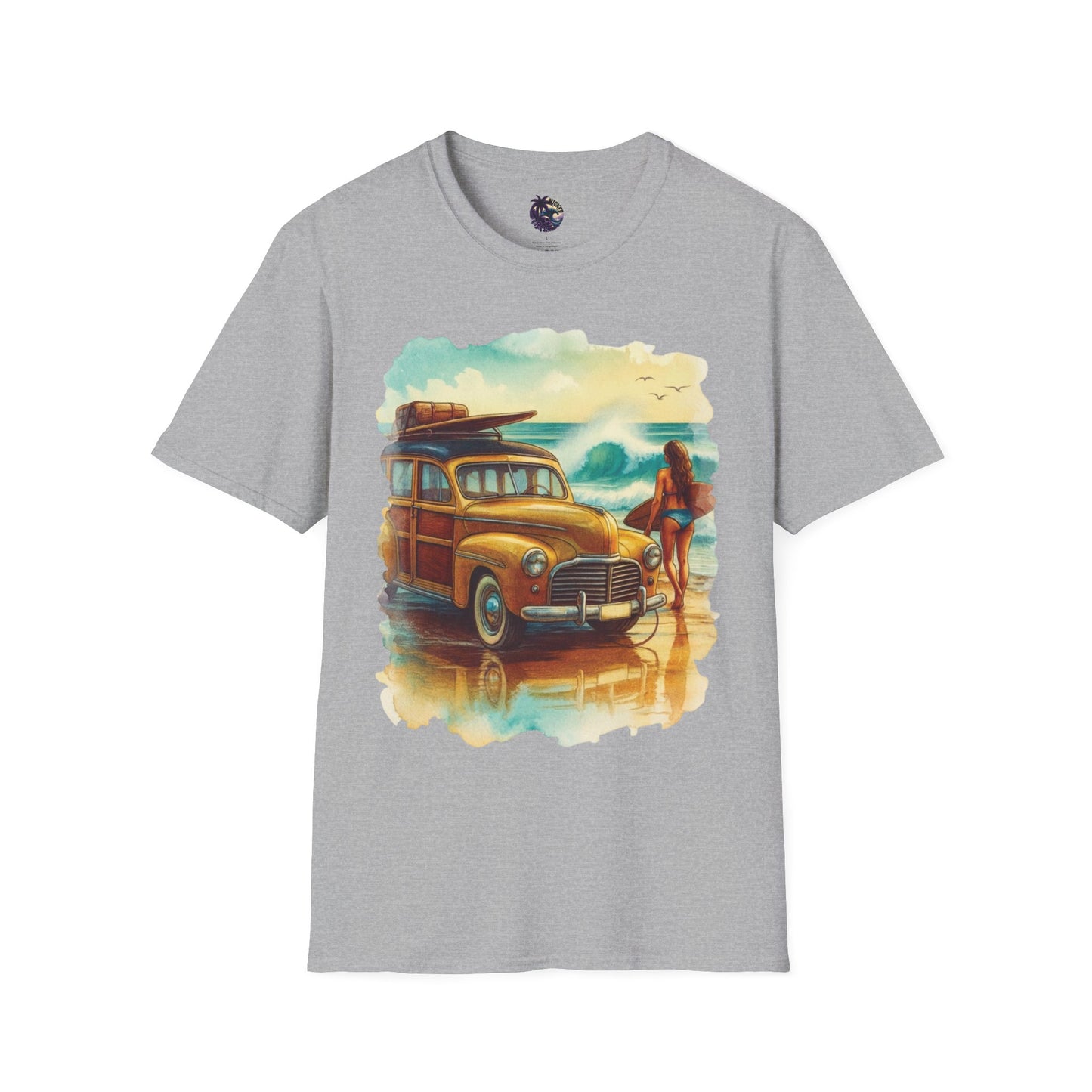 Surfer Girl & Woody Wagon Unisex T-Shirt