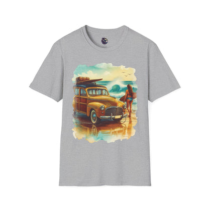 Surfer Girl & Woody Wagon Unisex T-Shirt