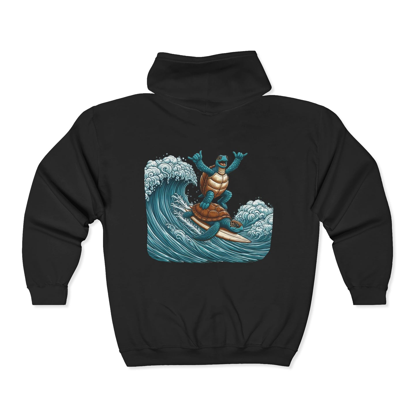 Surfing Sea Turtles Unisex Zip-Up Hoodie