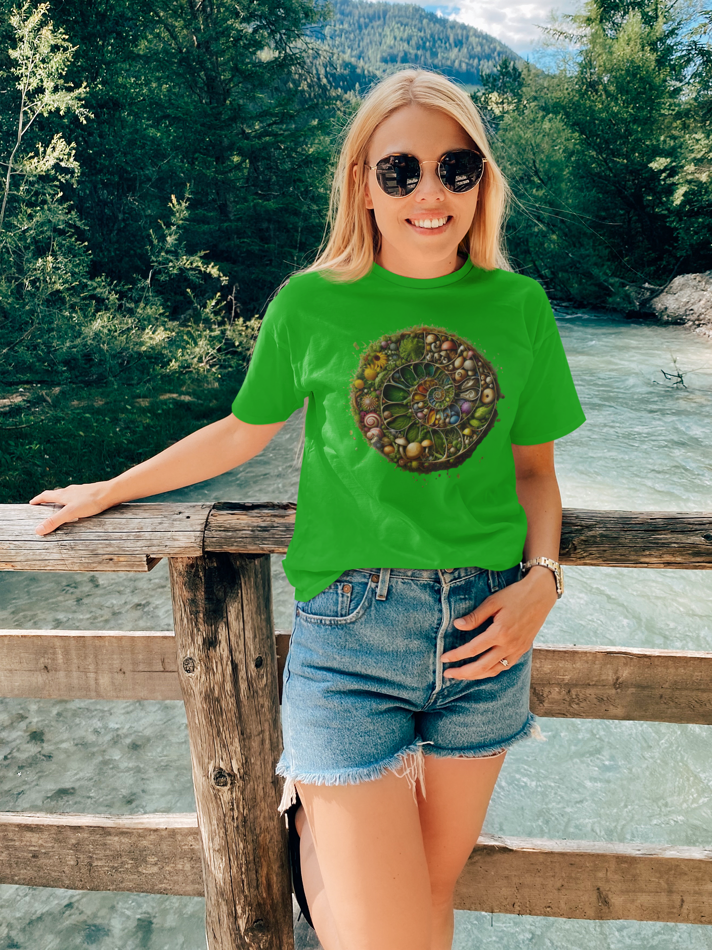 Floral Mushroom Spiral Unisex T-Shirt