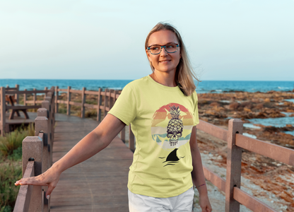Pineapple Skull Sunset Shark Fin Unisex T-Shirt
