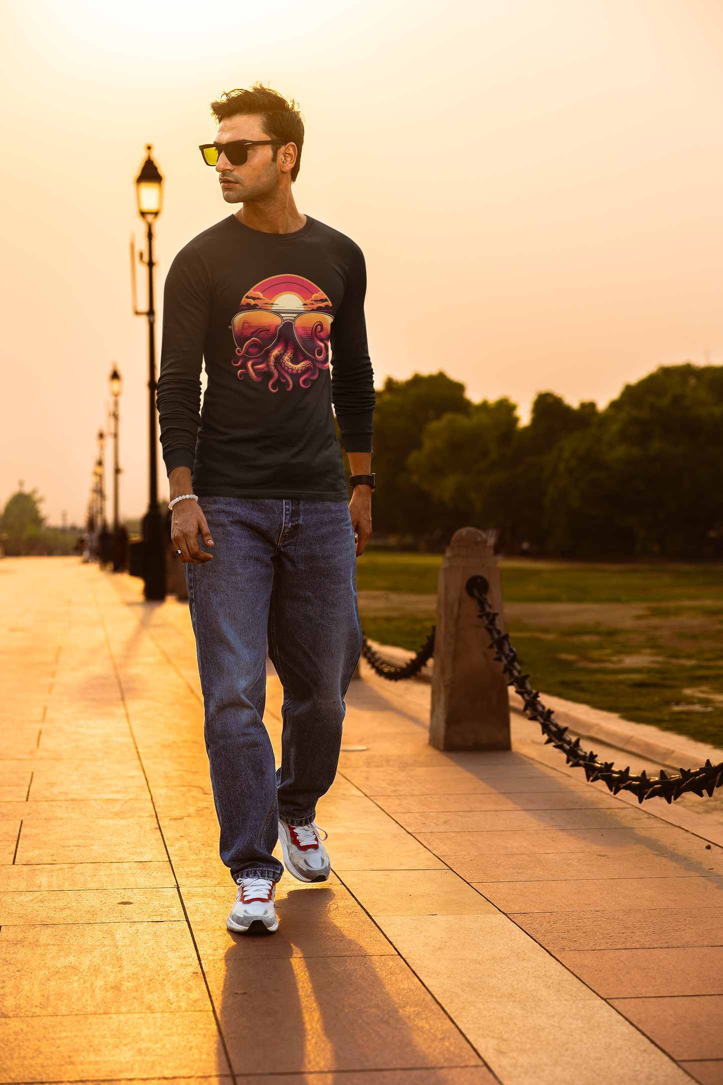 Aviator Sunglasses Sunset Tentacles Unisex Long Sleeve Shirt