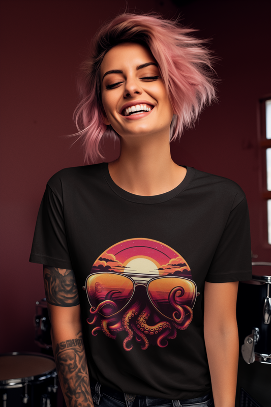 Aviator Sunglasses Sunset Tentacles Unisex T-Shirt