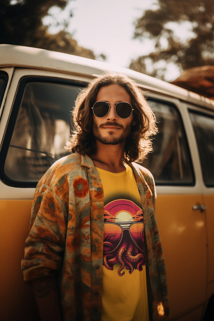 Aviator Sunglasses Sunset Tentacles Unisex T-Shirt