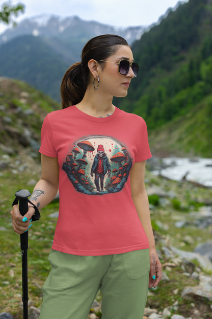 Skeleton Beanie in a Mushroom Forest Unisex T-Shirt