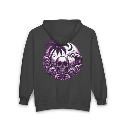 Purple Skull Waves Unisex Zip-Up Hoodie