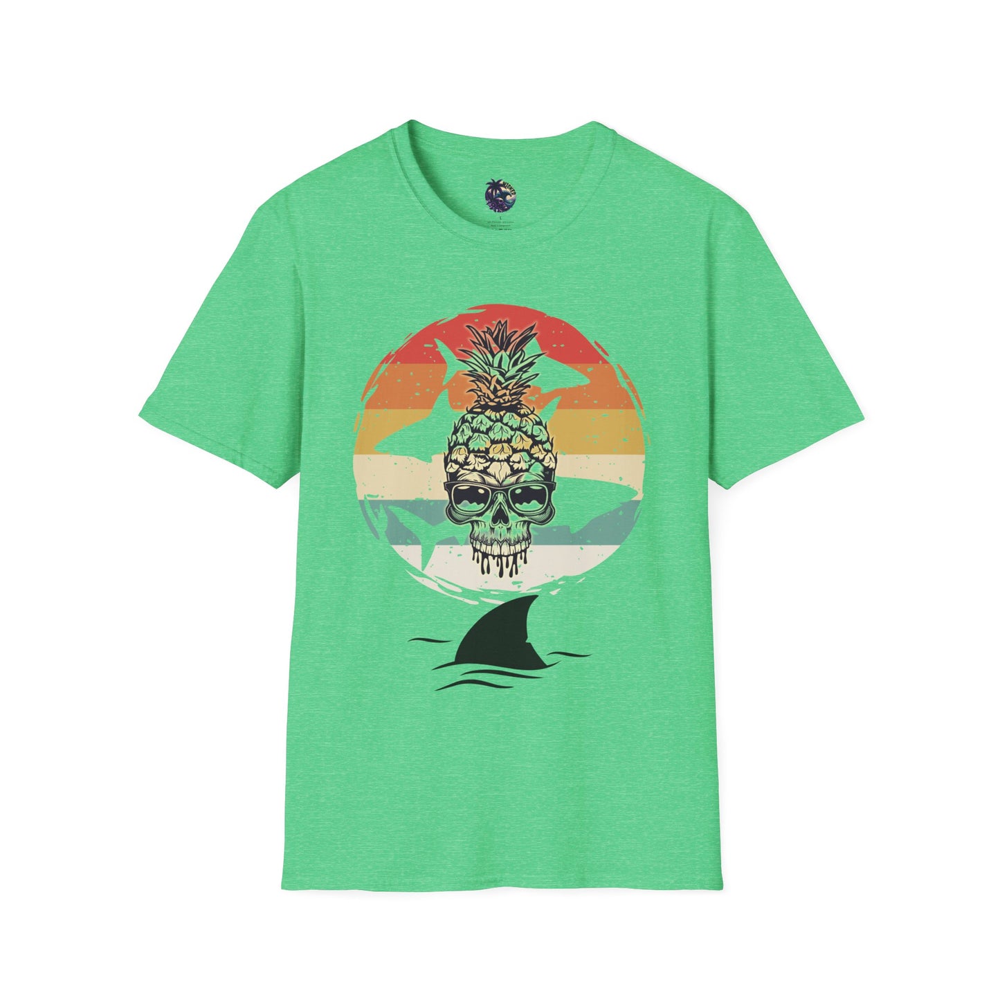Pineapple Skull Sunset Shark Fin Unisex T-Shirt