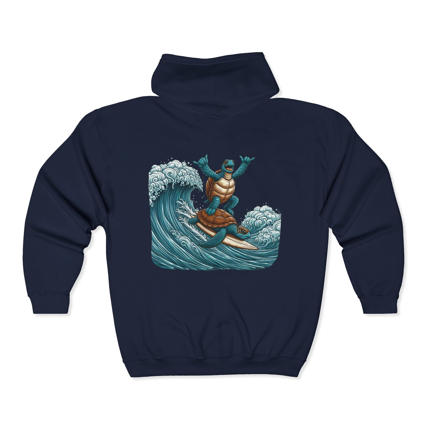 Surfing Sea Turtles Unisex Zip-Up Hoodie