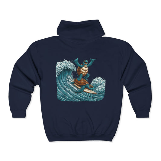 Surfing Sea Turtles Unisex Zip-Up Hoodie