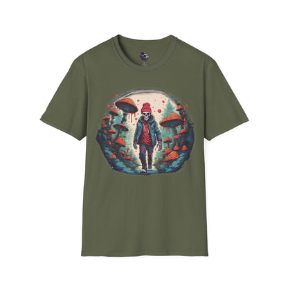 Skeleton Beanie in a Mushroom Forest Unisex T-Shirt