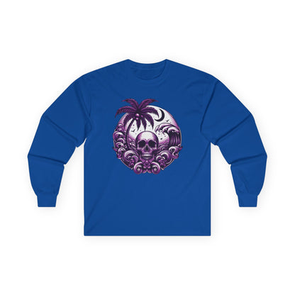 Purple Skull Waves Unisex Long Sleeve Shirt