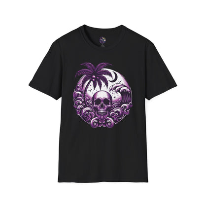 Purple Skull Waves Unisex T-Shirt