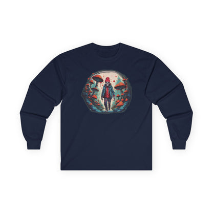 Skeleton Beanie in a Mushroom Forest Unisex Long Sleeve Shirt