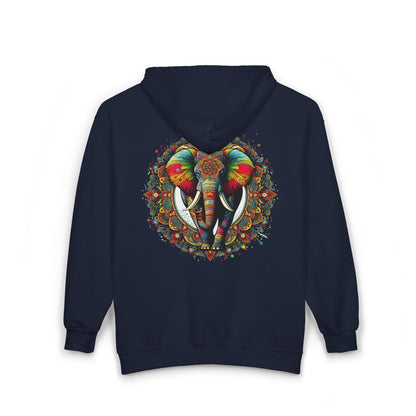 Elephant Mandala Unisex Zip-Up Hoodie