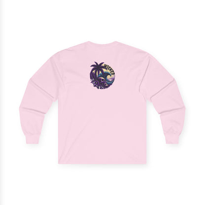 T-rex and Bigfoot Surfing Unisex Long Sleeve Shirt