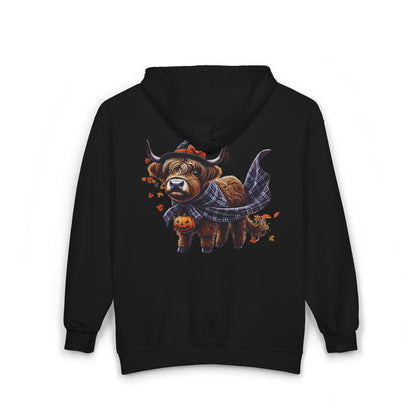Highland Cow-oween Unisex Zip-Up Hoodie