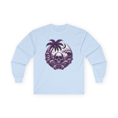 Purple Skull Waves Unisex Long Sleeve Shirt