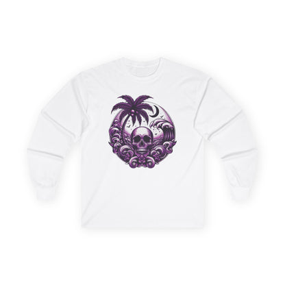 Purple Skull Waves Unisex Long Sleeve Shirt