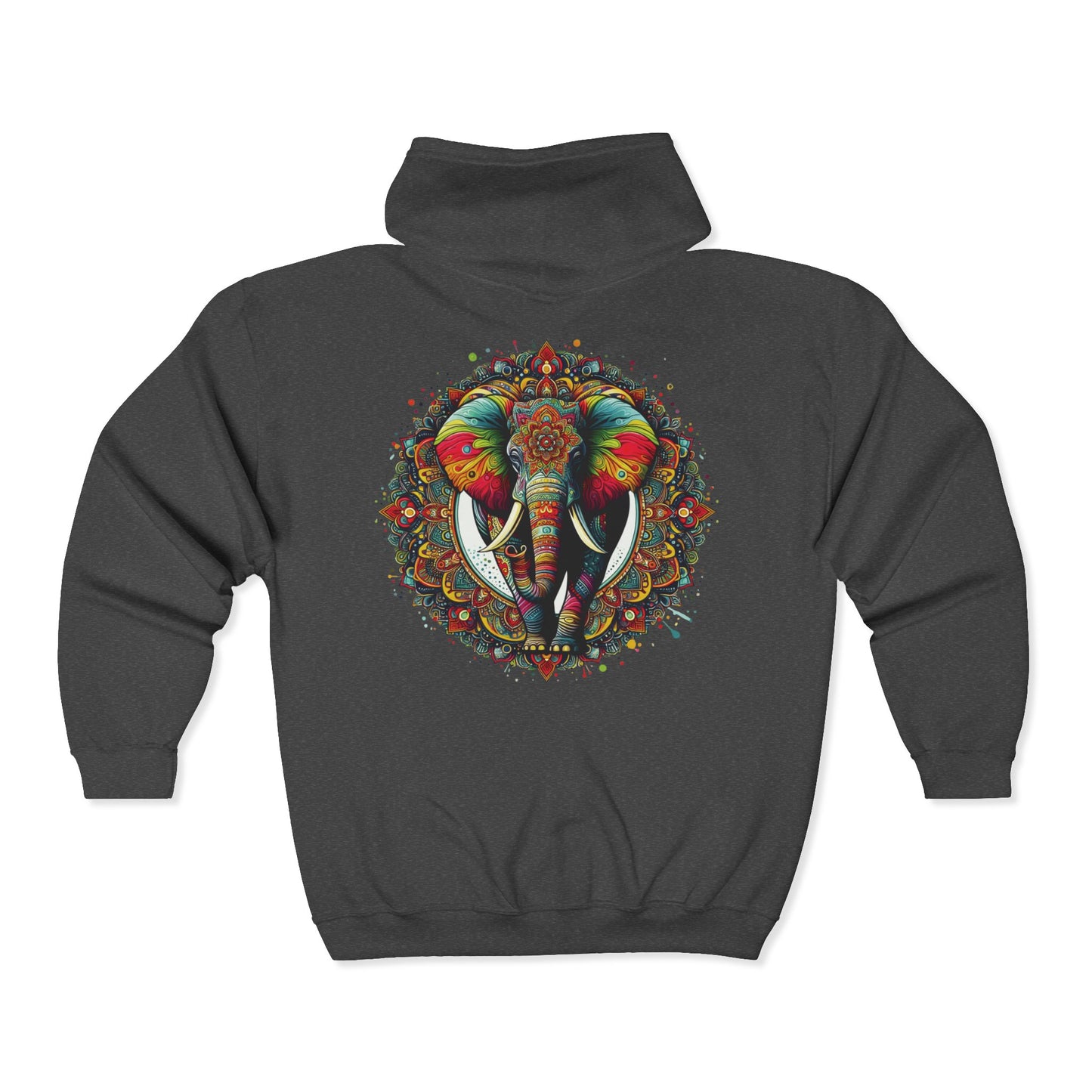 Elephant Mandala Unisex Zip-Up Hoodie