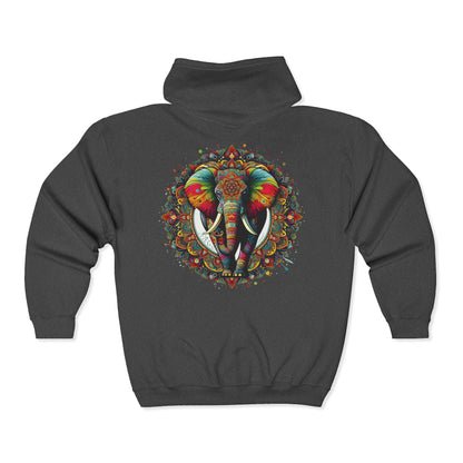 Elephant Mandala Unisex Zip-Up Hoodie
