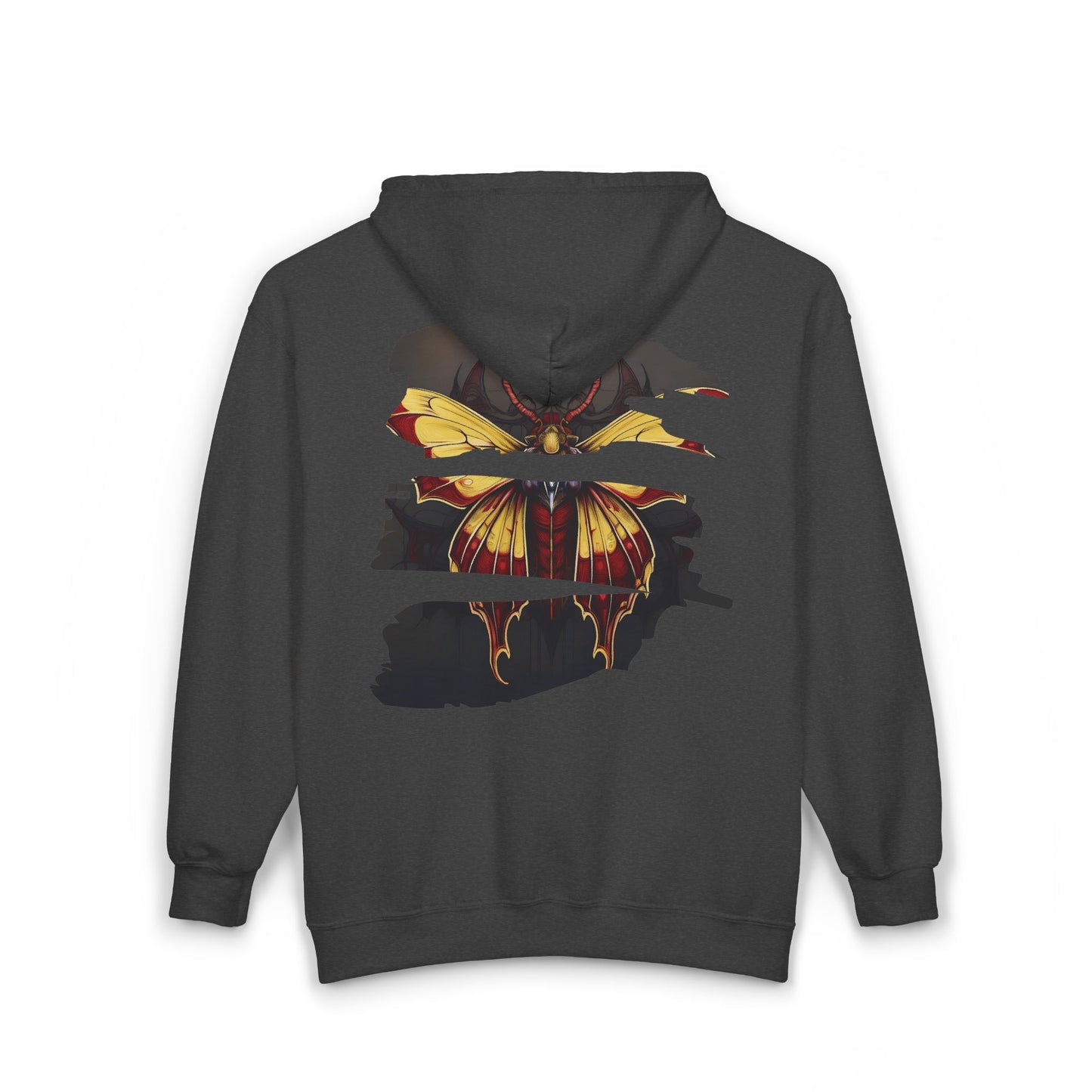 Moth - Red and Yellow Unisex Zip-Up Hoodie