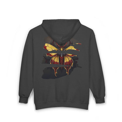 Moth - Red and Yellow Unisex Zip-Up Hoodie