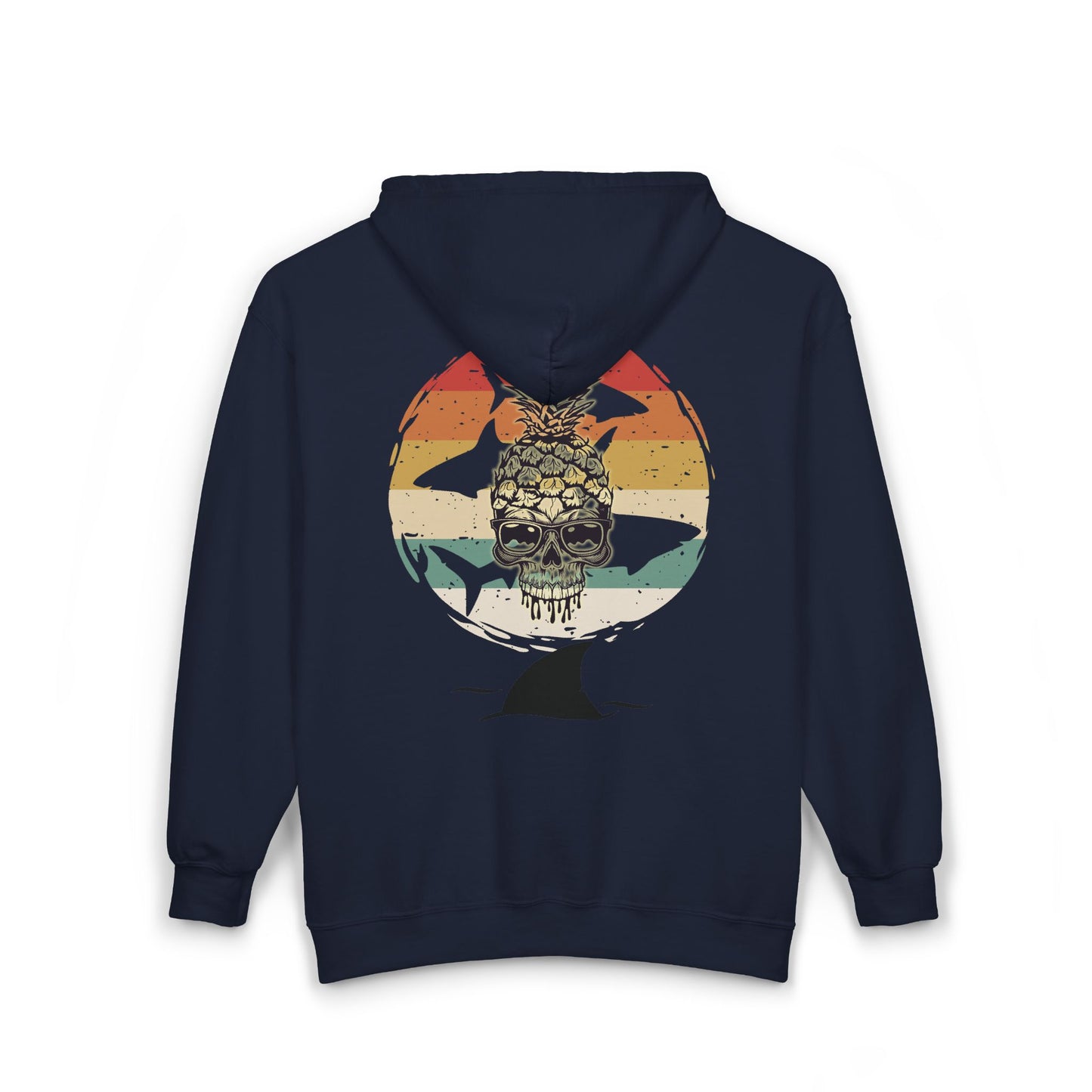 Pineapple Skull Sunset Shark Fin Unisex Zip-Up Hoodie