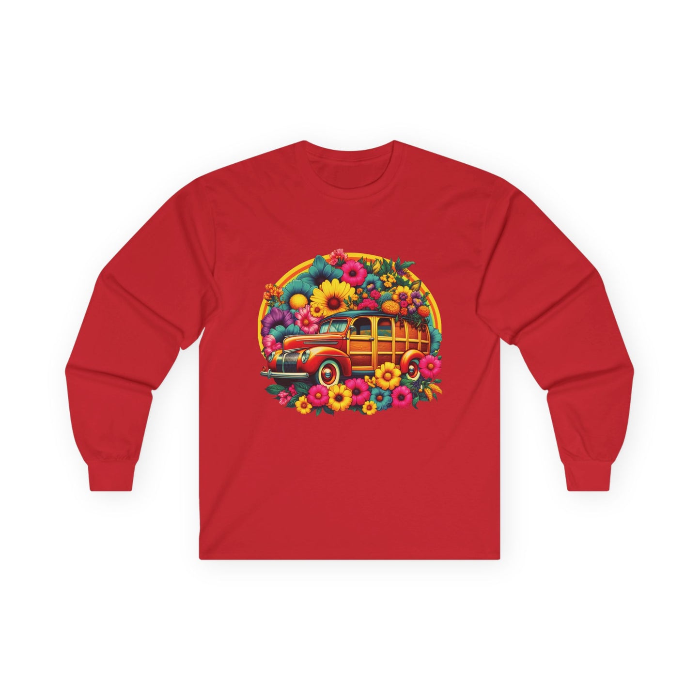Retro Floral Woody Unisex Long Sleeve Shirt