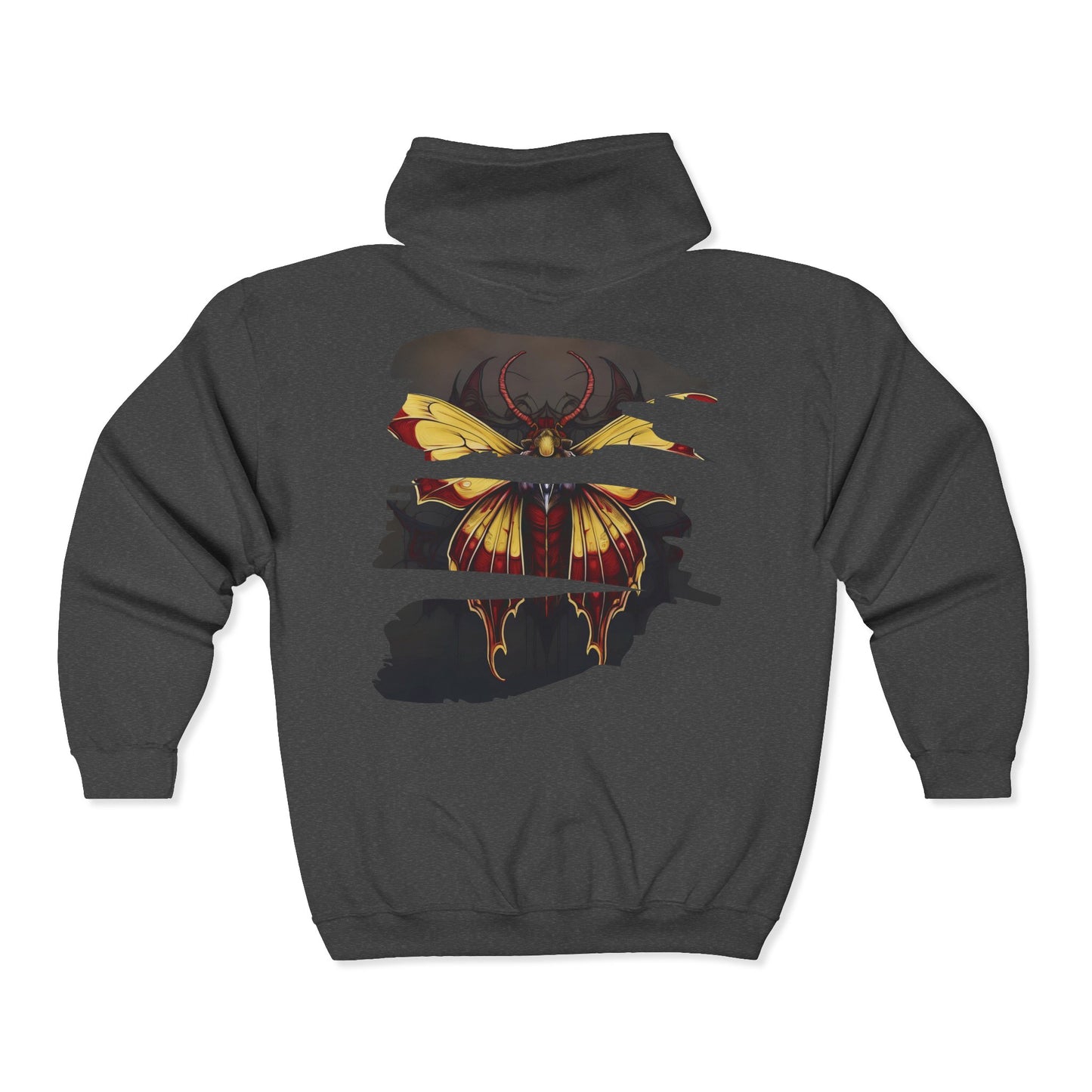 Moth - Red and Yellow Unisex Zip-Up Hoodie