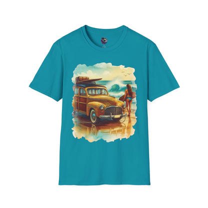 Surfer Girl & Woody Wagon Unisex T-Shirt