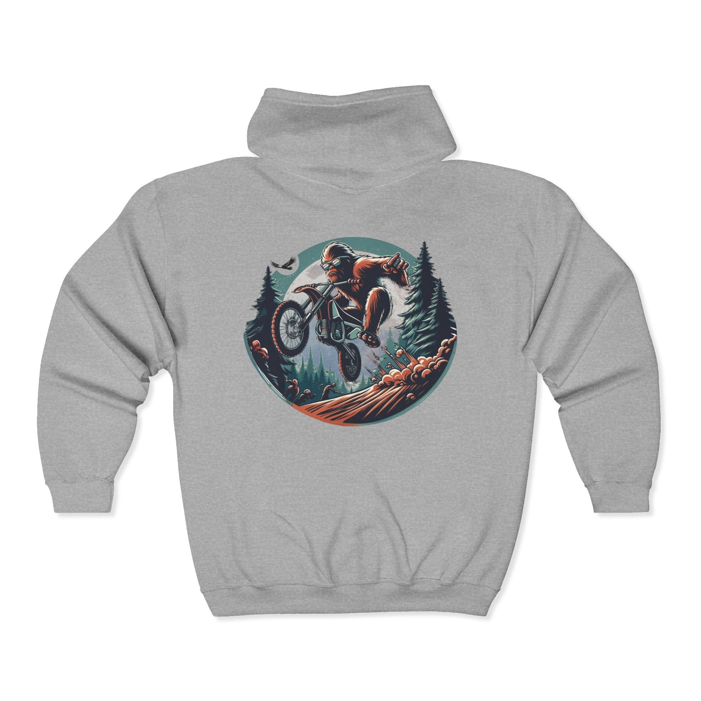 Sasquatch Dirt Bikin' Unisex Zip-Up Hoodie
