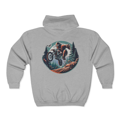Sasquatch Dirt Bikin' Unisex Zip-Up Hoodie