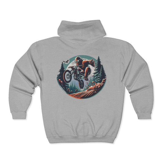 Sasquatch Dirt Bikin' Unisex Zip-Up Hoodie